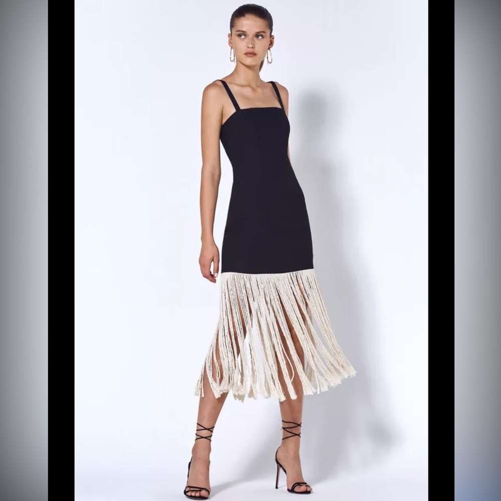 ALEXIS Carlotti Fringed
Compact-Knit Maxi Dress